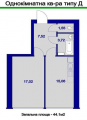 1-комнатная планировка квартиры в доме по адресу Спортивная улица 28