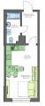 1-комнатная планировка квартиры в доме по адресу Беживка улица 14
