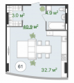 1-кімнатне планування квартири в будинку за адресою Старонаводницька вулиця 16б (Б)