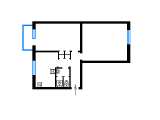 2-кімнатне планування квартири в будинку по проєкту 1-201-6