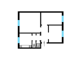 3-кімнатне планування квартири в будинку по проєкту 1-201-18