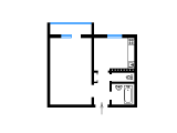 1-комнатная планировка квартиры в доме по проекту 96к (малосемейка)