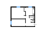 2-комнатная планировка квартиры в доме по проекту арх. Каток Л. Б.
