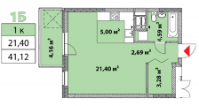 1-комнатная планировка квартиры в доме по адресу Победы проспект 67 (11)