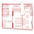 2-комнатная планировка квартиры в доме по адресу Бархатная улица 11а