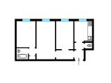 3-комнатная планировка квартиры в доме по проекту 1-480-19а