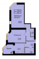 2-комнатная планировка квартиры в доме по адресу Абрикосовая улица 1г