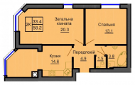 2-комнатная планировка квартиры в доме по адресу Мартынова проспект 5