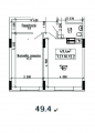 1-комнатная планировка квартиры в доме по адресу Гмыри Бориса улица дом 5