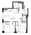2-комнатная планировка квартиры в доме по адресу Бажана Николая проспект дом 2