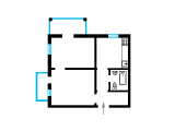 2-кімнатне планування квартири в будинку по проєкту 1-281-1