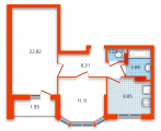 2-комнатная планировка квартиры в доме по адресу Бориспольская улица 40