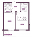 1-комнатная планировка квартиры в доме по адресу Васильковская улица 37