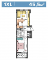 1-комнатная планировка квартиры в доме по адресу Салютная улица 2б (30)