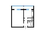 1-комнатная планировка квартиры в доме по проекту 96к (малосемейка)