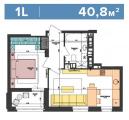 1-комнатная планировка квартиры в доме по адресу Салютная улица 2б (31)