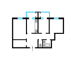 3-кімнатне планування квартири в будинку по проєкту арх. Кололь В. Г.
