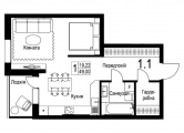 1-кімнатне планування квартири в будинку за адресою Набережно-Рибальська вулиця 3