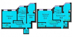 4-комнатная планировка квартиры в доме по адресу Королева академика улица 2