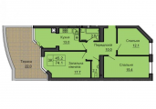 3-комнатная планировка квартиры в доме по адресу Боголюбова улица 42