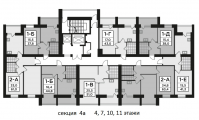 Поэтажная планировка квартир в доме по адресу Кожедуба Ивана улица 3 (4)