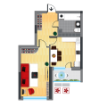 1-кімнатне планування квартири в будинку за адресою Перемоги проспект 5в