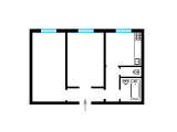 2-кімнатне планування квартири в будинку по проєкту 1-406-08