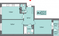 2-комнатная планировка квартиры в доме по адресу Выговского Ивана улица (Гречко маршала улица) 10к