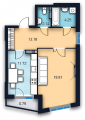 1-комнатная планировка квартиры в доме по адресу Малиновского маршала улица 2а