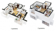 2-комнатная планировка квартиры в доме по адресу Молодежная улица 7