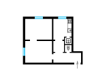 2-кімнатне планування квартири в будинку по проєкту 1-443-3