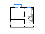 2-комнатная планировка квартиры в доме по проекту арх. Каток Л. Б.