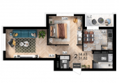 2-комнатная планировка квартиры в доме по адресу Тираспольская улица 43 (4)