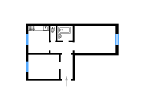 2-кімнатне планування квартири в будинку по проєкту 1-260-2