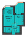 1-комнатная планировка квартиры в доме по адресу Молодежная улица 5