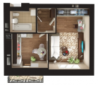 1-комнатная планировка квартиры в доме по адресу Возрождения улица 1