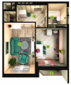 1-комнатная планировка квартиры в доме по адресу Киевская улица 247