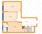 2-кімнатне планування квартири в будинку за адресою Святошинська площа 1 (4)