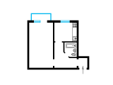 1-комнатная планировка квартиры в доме по проекту 1-480А-ВК9