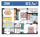 3-комнатная планировка квартиры в доме по адресу Салютная улица 2б (14)