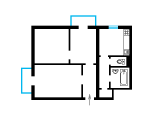 2-комнатная планировка квартиры в доме по проекту арх. Шило Н. К.