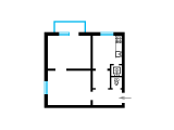 2-комнатная планировка квартиры в доме по проекту 1-443-1
