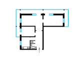 3-кімнатне планування квартири в будинку по проєкту 1-КГ-480-11у/4