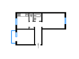 2-комнатная планировка квартиры в доме по проекту 1-424-3