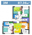 3-комнатная планировка квартиры в доме по адресу Салютная улица 2б (16)