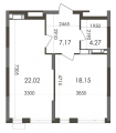 1-комнатная планировка квартиры в доме по адресу Каунасская улица 27