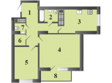 2-комнатная планировка квартиры в доме по адресу Коласа Якуба улица 2в