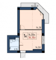 1-кімнатне планування квартири в будинку за адресою Вільямса академіка вулиця 4-вд