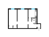 2-комнатная планировка квартиры в доме по проекту Л-5м