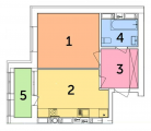 1-комнатная планировка квартиры в доме по адресу Лучшая улица (Ломоносова улица) дом 13